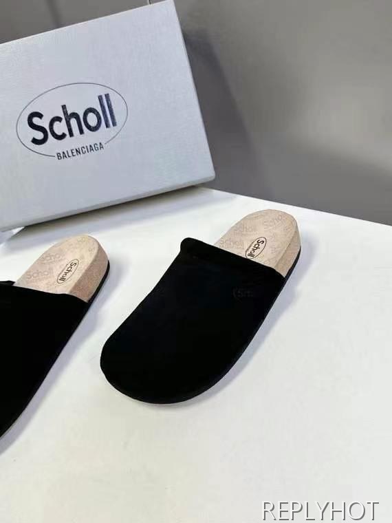 발렌시아가 2025 scholl 스웨이드 뮬 샌들 슬리퍼 신발