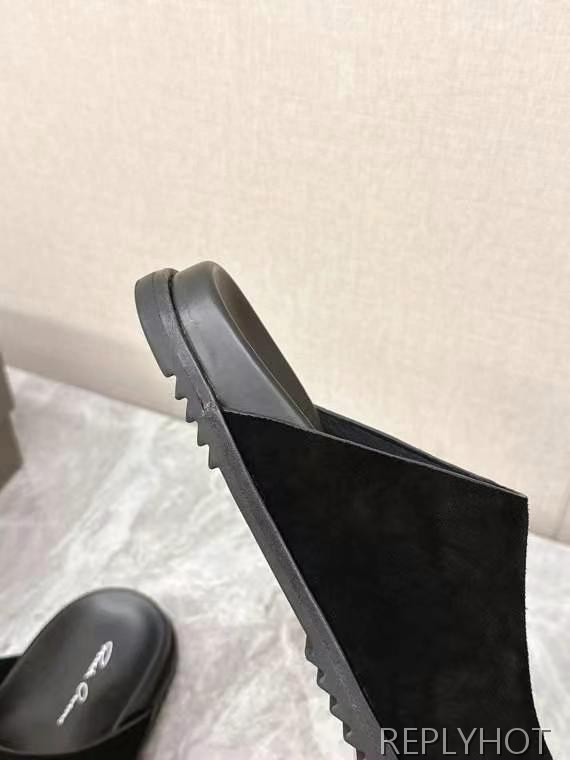 릭오웬스 2025 블랙 스웨이드 할리우드 뮬 샌들 슬리퍼 신발