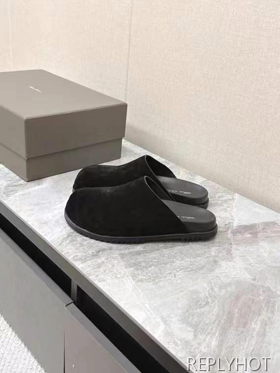 릭오웬스 2025 블랙 스웨이드 할리우드 뮬 샌들 슬리퍼 신발