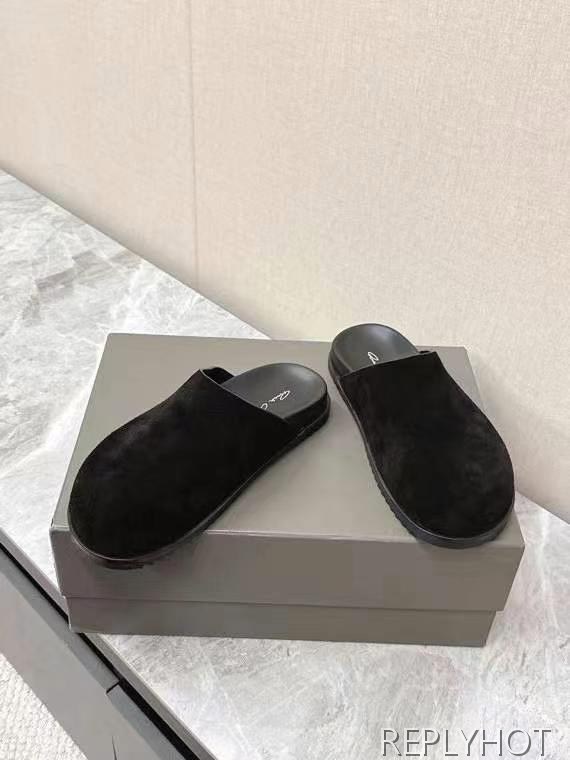 릭오웬스 2025 블랙 스웨이드 할리우드 뮬 샌들 슬리퍼 신발