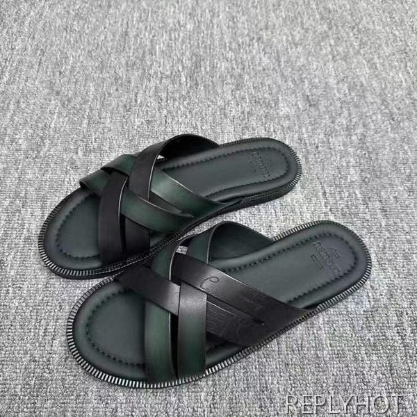 벨루티 2025 브레이드 디테일 시프노스 패턴 가죽 샌들 슬리퍼 신발