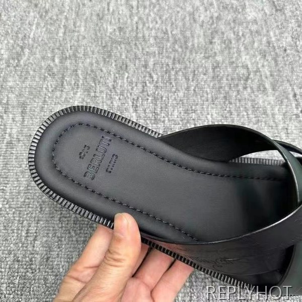 벨루티 2025 브레이드 디테일 시프노스 패턴 가죽 샌들 슬리퍼 신발