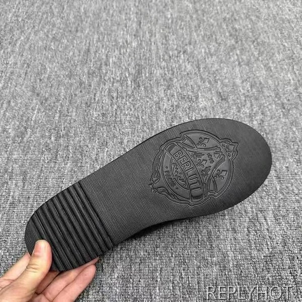 벨루티 2025 브레이드 디테일 시프노스 패턴 가죽 샌들 슬리퍼 신발