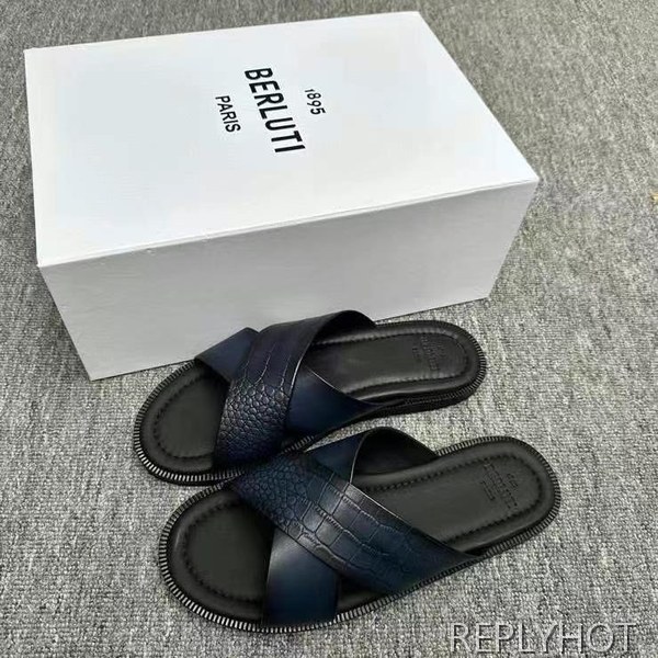 벨루티 2025 시프노스 패턴 가죽 샌들 슬리퍼 신발