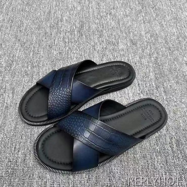 벨루티 2025 시프노스 패턴 가죽 샌들 슬리퍼 신발