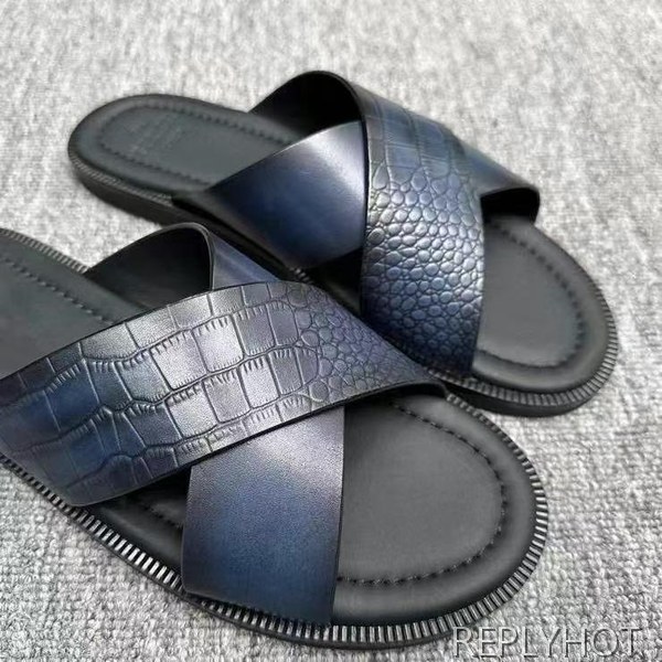 벨루티 2025 시프노스 패턴 가죽 샌들 슬리퍼 신발