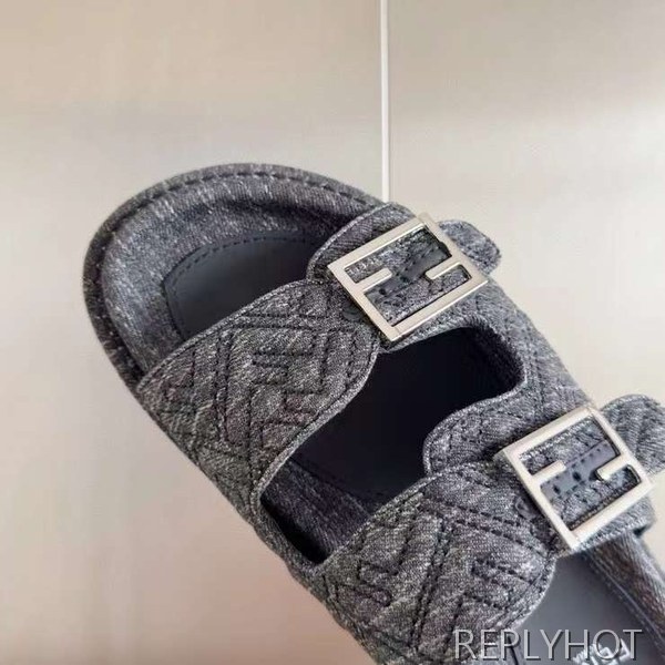 펜디 2024 FF자카드버클 더블스트랩 슬리퍼 샌들 신발
