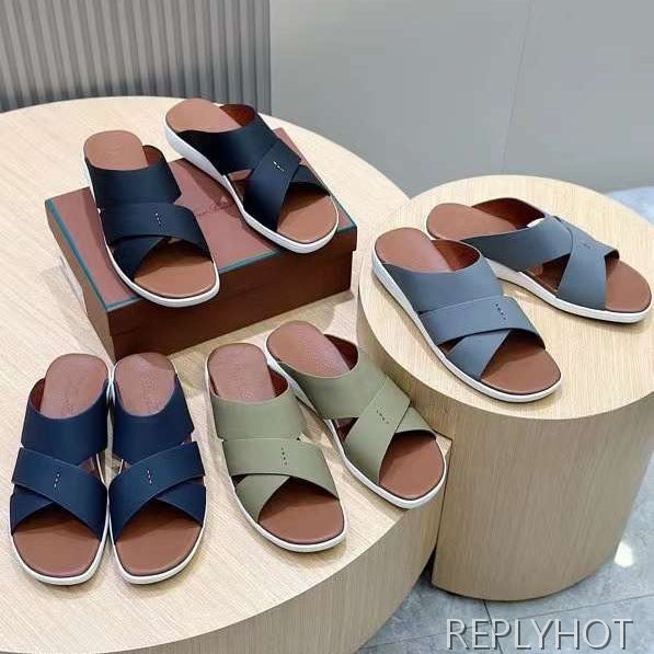 로로피아나 2024 크로스 스티치 레더 샌들 슬리퍼 슈즈 신발