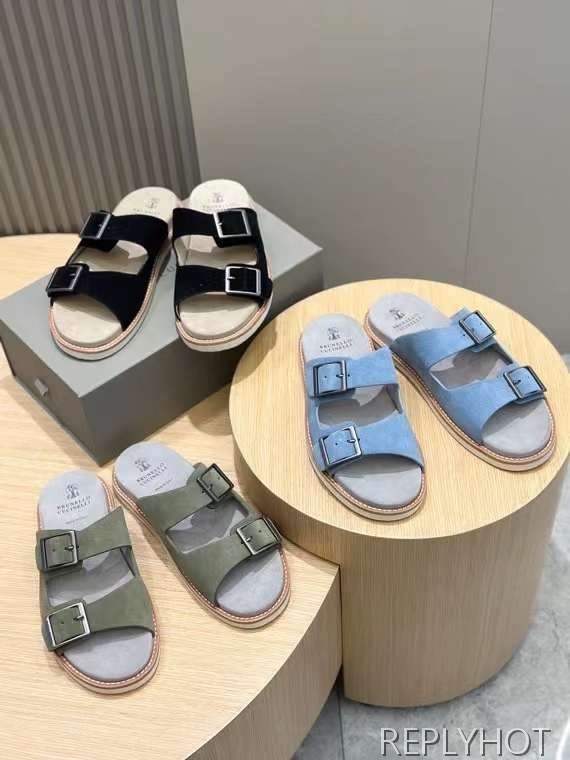 브루넬로 쿠치넬리 2024 투스트랩 샌들 슬리퍼 뮬 신발