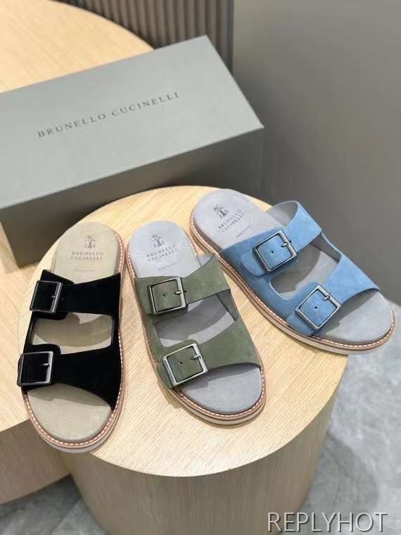 브루넬로 쿠치넬리 2024 투스트랩 샌들 슬리퍼 뮬 신발