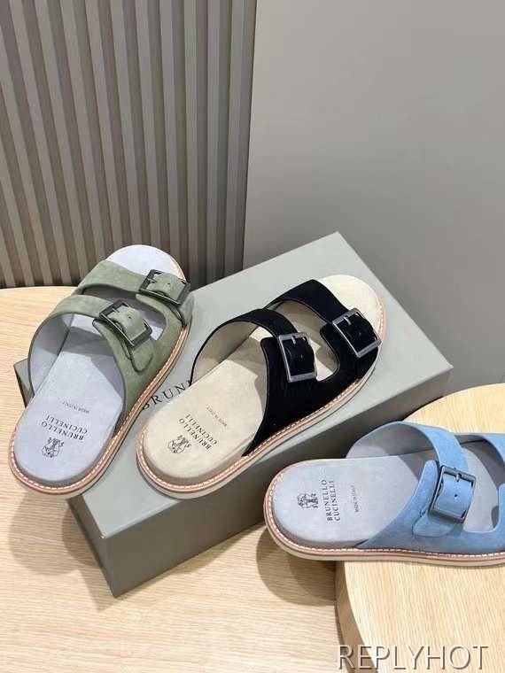 브루넬로 쿠치넬리 2024 투스트랩 샌들 슬리퍼 뮬 신발