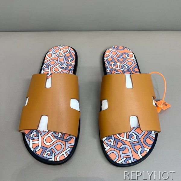 에르메스 2022 브라운 멀티패턴 이즈미르 샌들