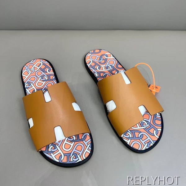 에르메스 2022 브라운 멀티패턴 이즈미르 샌들