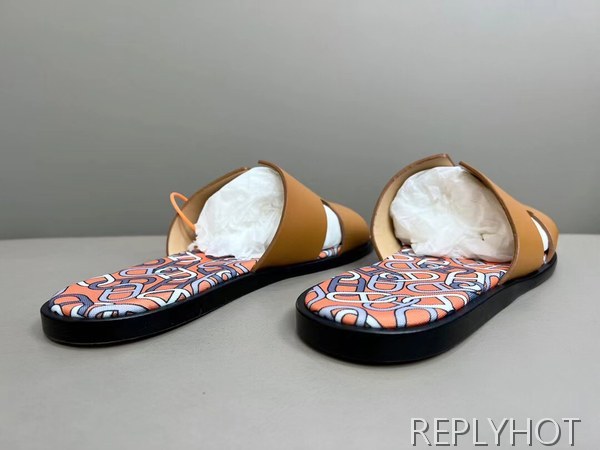 에르메스 2022 브라운 멀티패턴 이즈미르 샌들