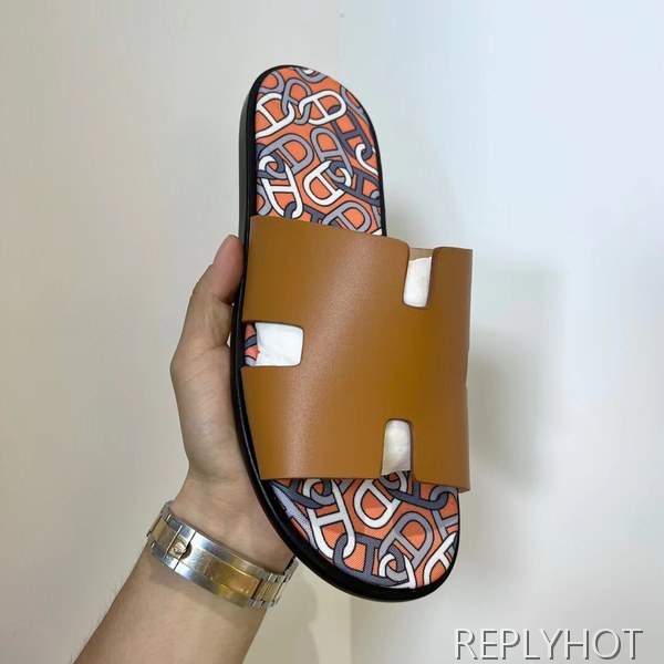 에르메스 2022 브라운 멀티패턴 이즈미르 샌들