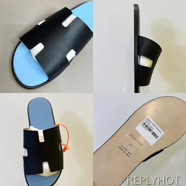 에르메스 2022 투톤 블루&블랙 이즈미르 샌들