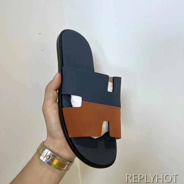 에르메스 2022 투톤 파스텔 블루&오렌지 이즈미르 샌들