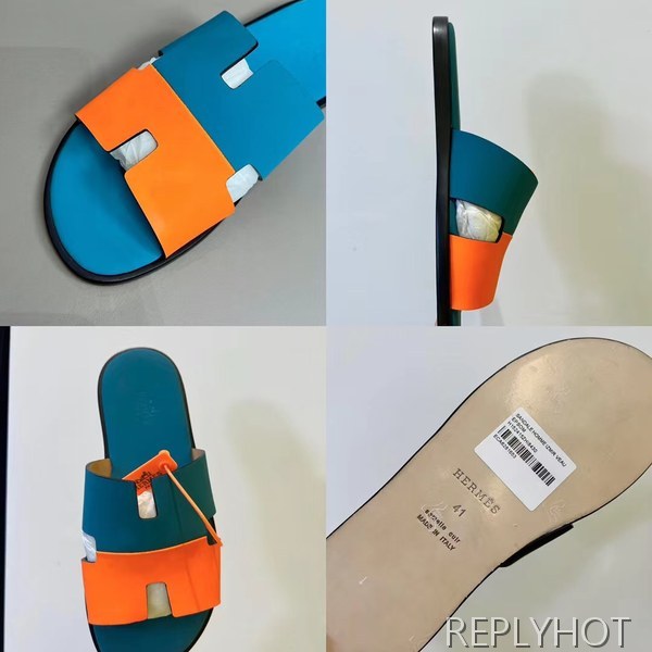 에르메스 2022 투톤 블루&오렌지 이즈미르 샌들