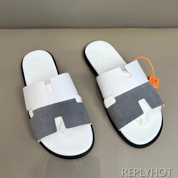 에르메스 2022 투톤 화이트 스웨이드 이즈미르 샌들