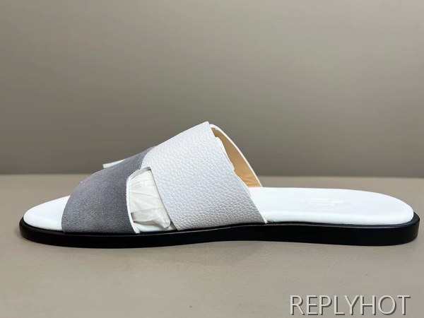 에르메스 2022 투톤 화이트 스웨이드 이즈미르 샌들