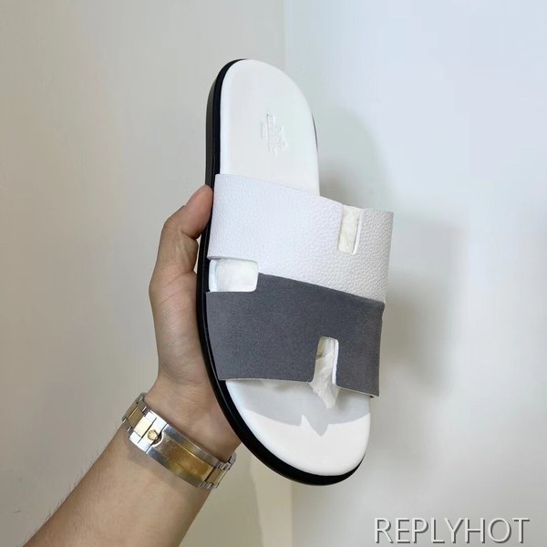 에르메스 2022 투톤 화이트 스웨이드 이즈미르 샌들