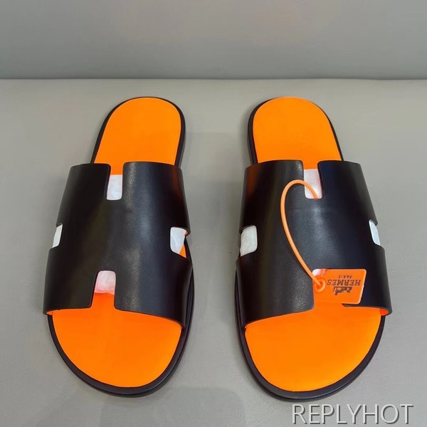 에르메스 2022 투톤 오렌지 블랙 이즈미르 샌들