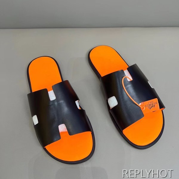 에르메스 2022 투톤 오렌지 블랙 이즈미르 샌들