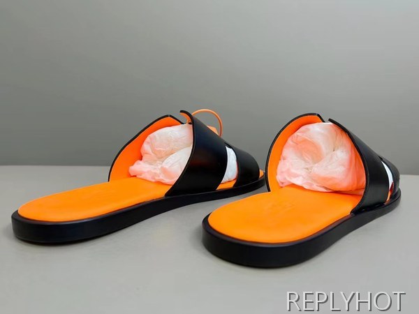 에르메스 2022 투톤 오렌지 블랙 이즈미르 샌들