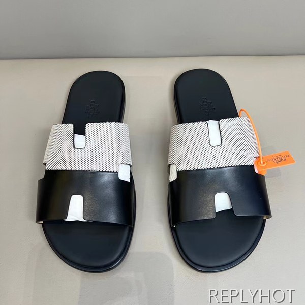 에르메스 2022 투톤 캔버스 블랙 이즈미르 샌들