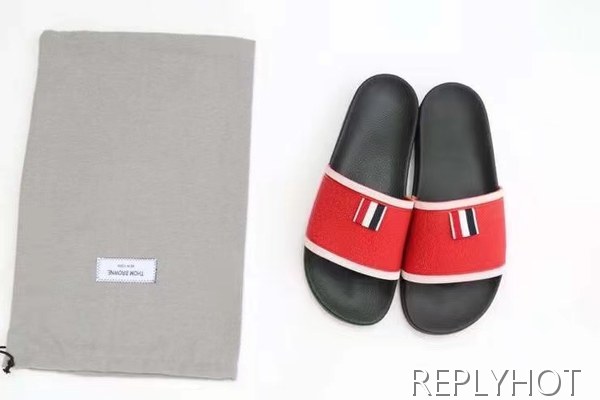 톰브라운 2022 레드 화이트 파이핑 테이프 비치 샌들 슬라이드