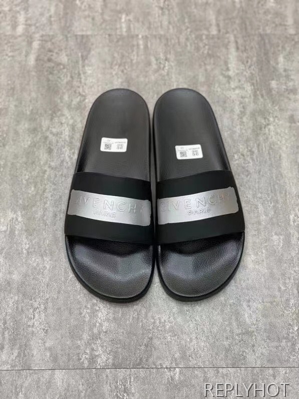 지방시 2021 실버 엠보로고 스트라이프 비치 샌들