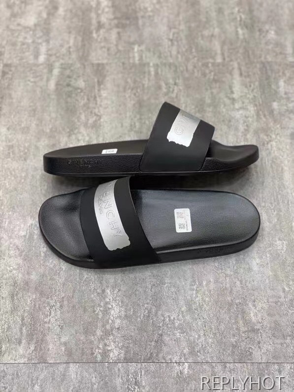 지방시 2021 실버 엠보로고 스트라이프 비치 샌들