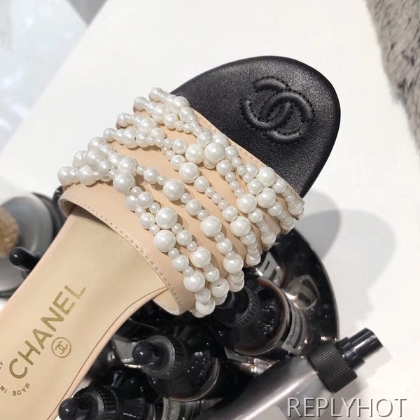 샤넬진주 슬리퍼 베이지