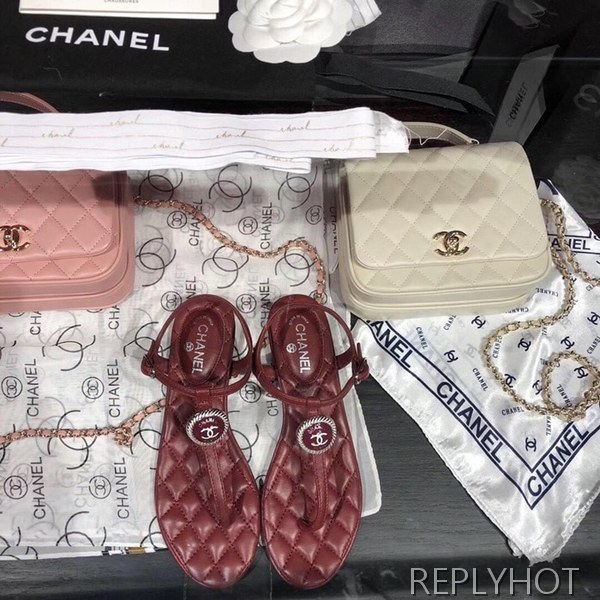 샤넬 coco 샌들 버건디