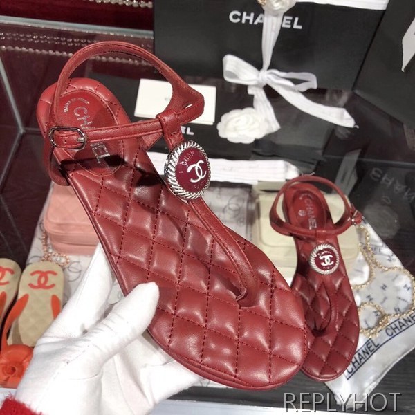 샤넬 coco 샌들 버건디