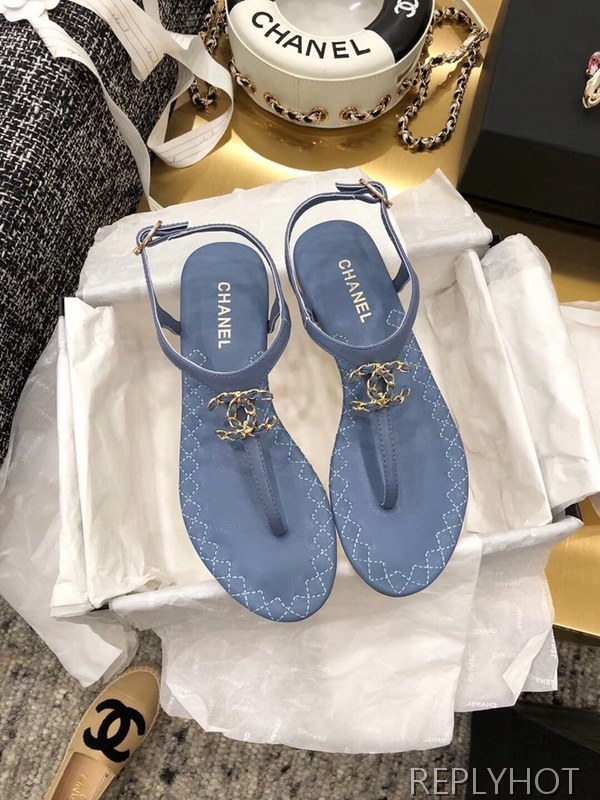 샤넬 cc로고샌들 블루