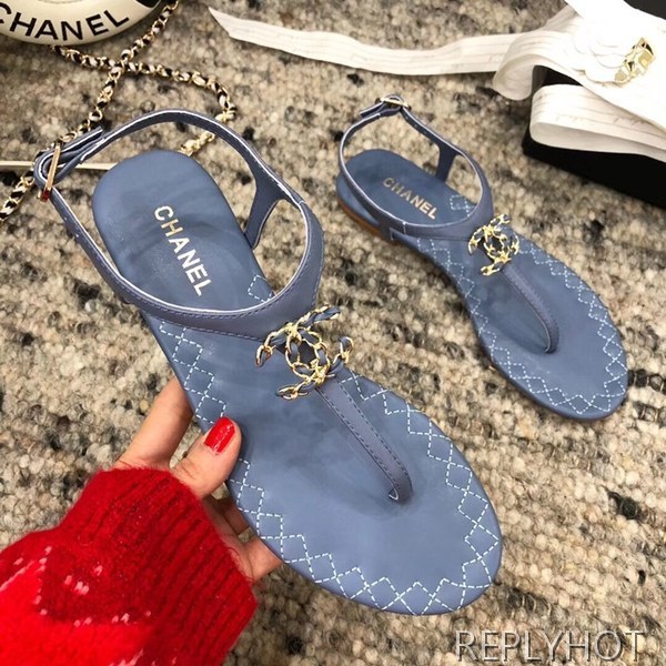 샤넬 cc로고샌들 블루