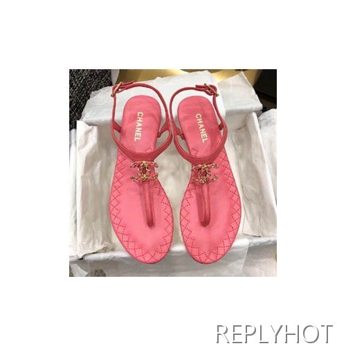 샤넬 cc로고 샌들 핫핑크