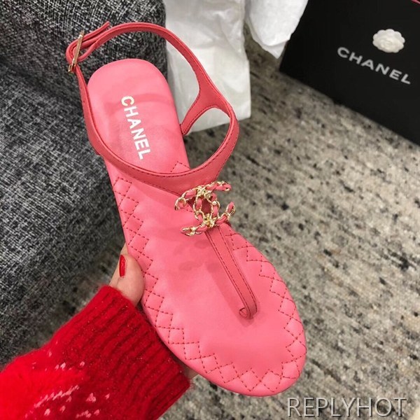 샤넬 cc로고 샌들 핫핑크