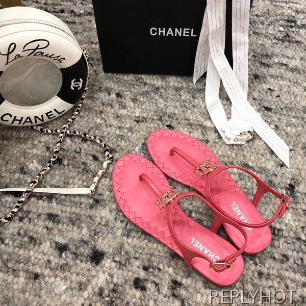 샤넬 cc로고 샌들 핫핑크