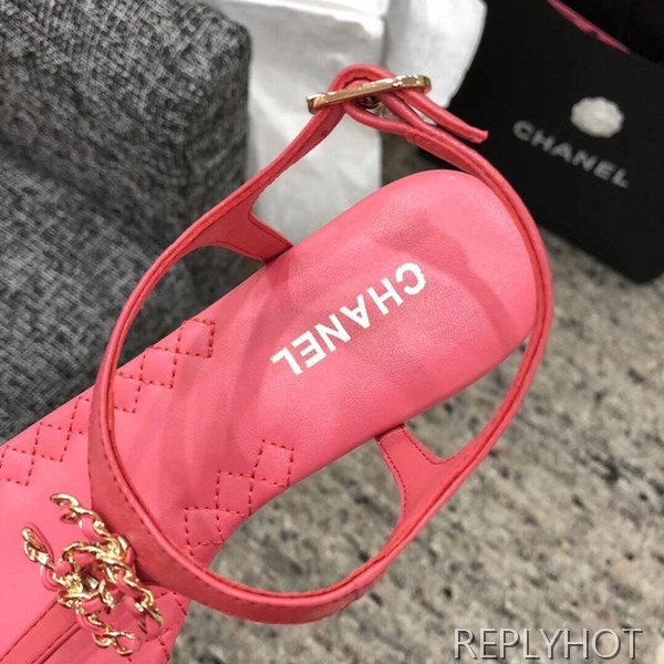 샤넬 cc로고 샌들 핫핑크