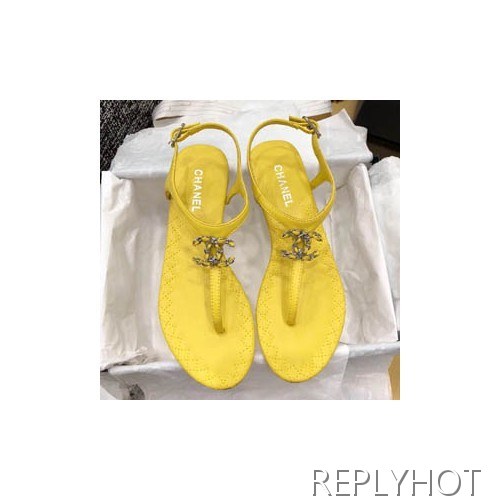 샤넬 cc로고 샌들 옐로우