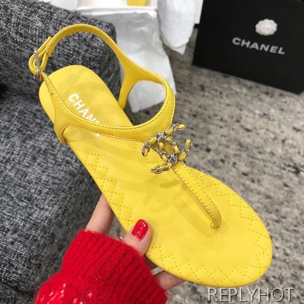 샤넬 cc로고 샌들 옐로우