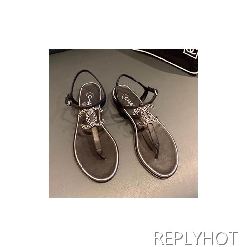 19 샤넬 cc로고 샌들 블랙