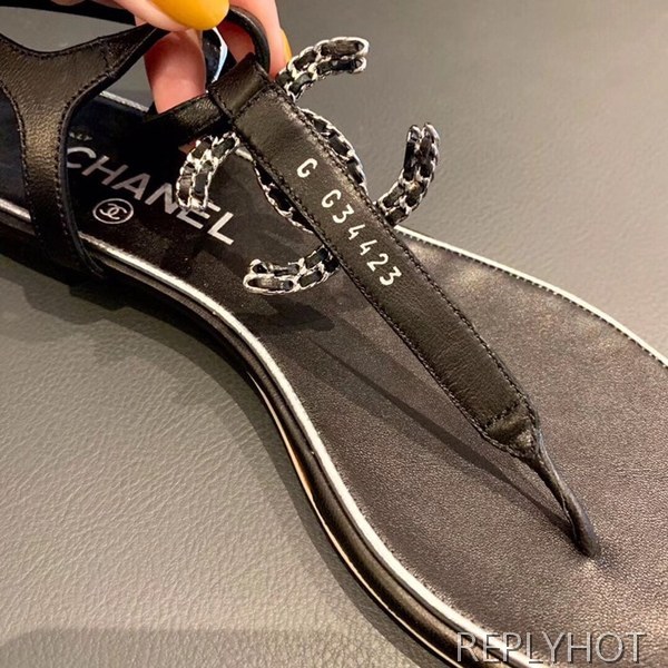 19 샤넬 cc로고 샌들 블랙