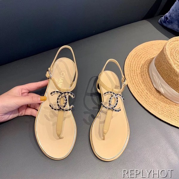 19 샤넬 cc로고 샌들 베이지