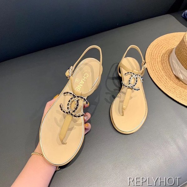 19 샤넬 cc로고 샌들 베이지