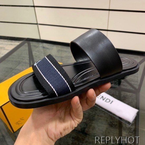 Fendi 2020 Mens Leather & Knit Slipper