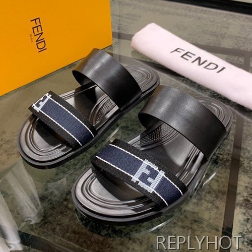 Fendi 2020 Mens Leather & Knit Slipper