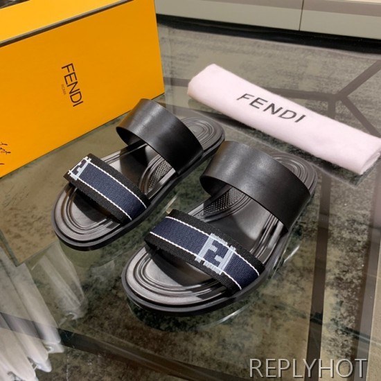 Fendi 2020 Mens Leather & Knit Slipper